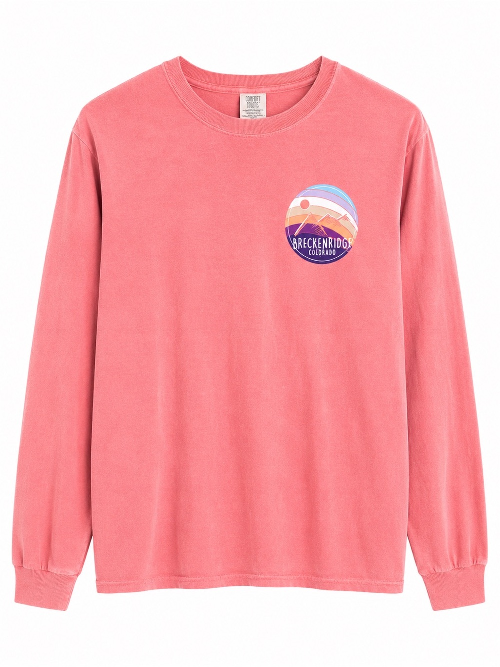 Gildan Coral Pink Long Sleeve Tee with Breckenridge Graphic